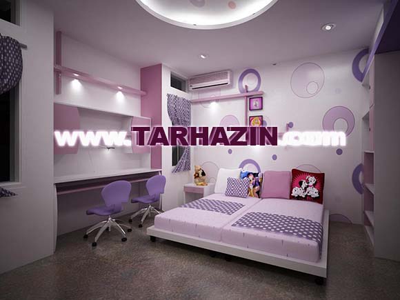 کاغذ دیواری صورتی کاغذدیواری اتاق خواب یاسی